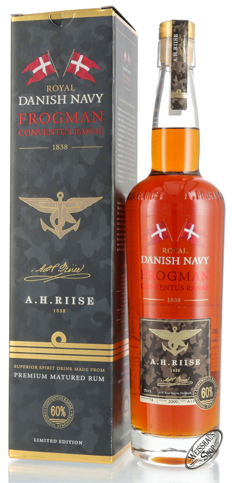 A.H. Riise Danish Navy Frogman Conventus Ranae 60% vol. 0,70l A.H. Riise Danish Navy Frogman Conventus Ranae 60% vol. 0,70l