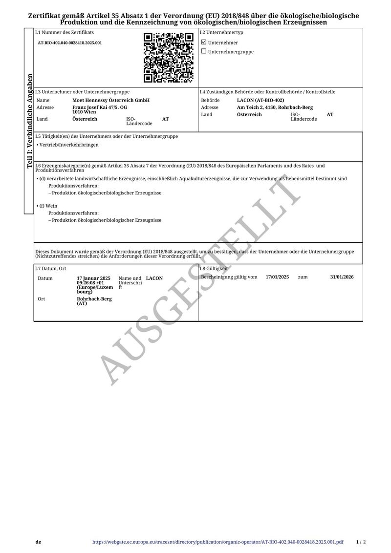 Belvedere Organic Vodka 40% vol. 0,70l