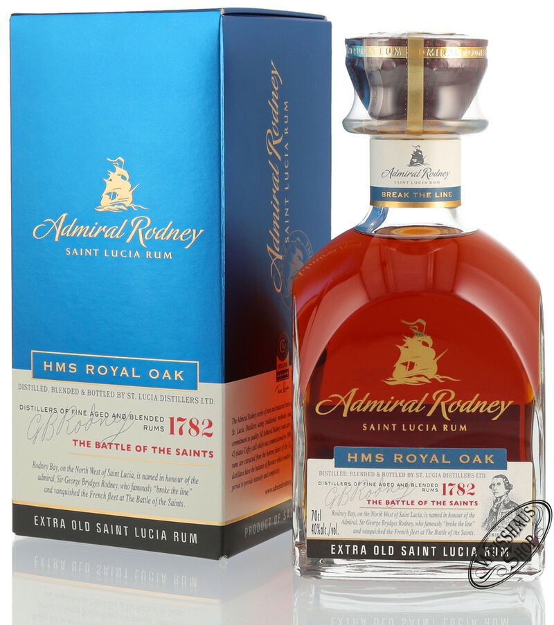 St. Lucia HMS Royal Oak Admiral Rodney Rum 40% vol. 0,70l St. Lucia HMS Royal Oak Admiral Rodney Rum 40% vol. 0,70l