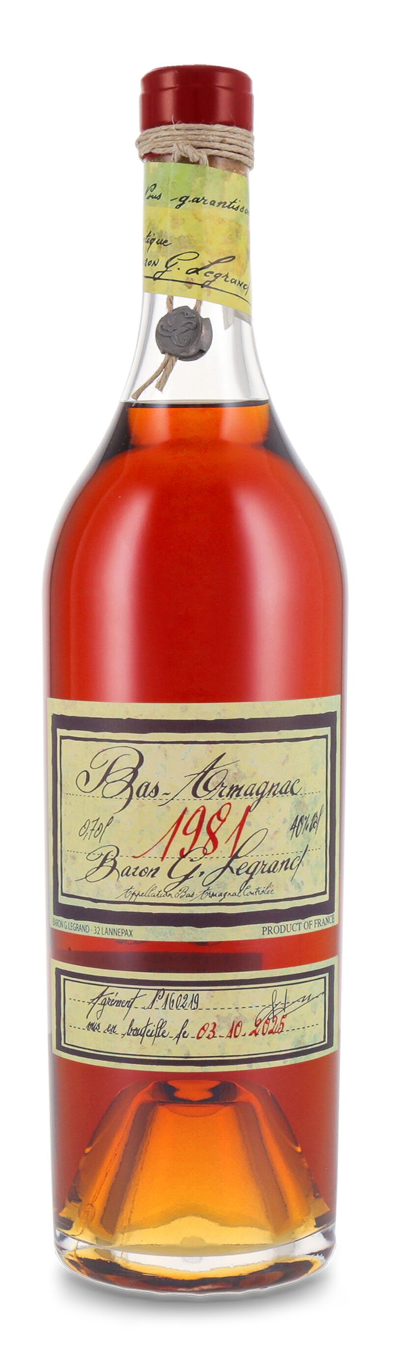 Lhéraud Baron Gaston Legrand 1981 Bas Armagnac 40% vol. 0,70l