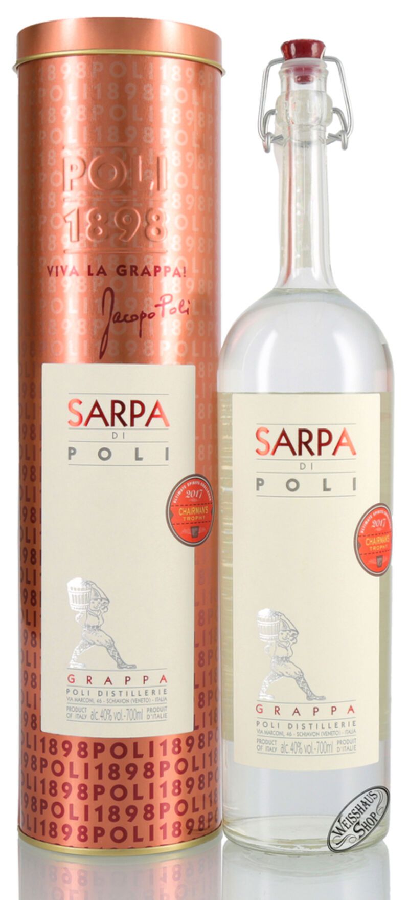 Poli Grappa Sarpa di Poli in Tubo 40% vol. 0,70l B-Ware
