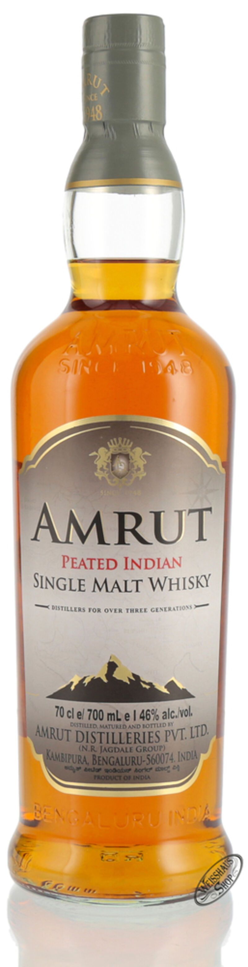 Amrut Peated Single Malt Indian Whisky 46% vol. 0,70l