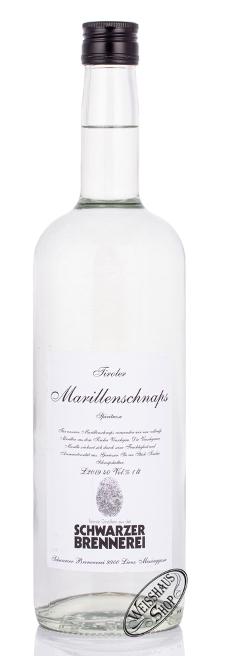 Schwarzer Marillen Schnaps 40% vol. 1,0l Schwarzer Marillen Schnaps 40% vol. 1,0l