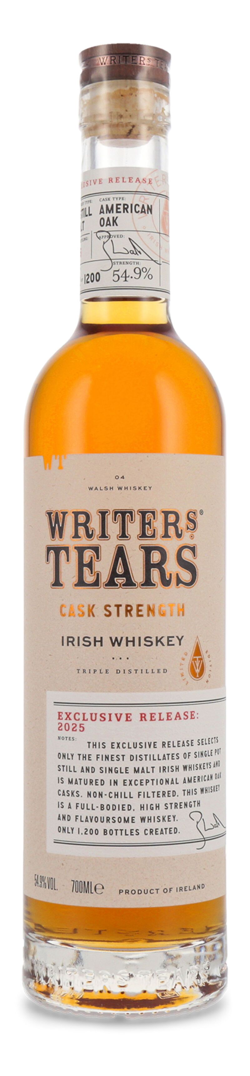 Writer's Tears Rare Cask Strength 2025 Irish Whiskey 54,9% vol. 0,70l Writer's Tears Rare Cask Strength 2025 Irish Whiskey 54,9% vol. 0,70l