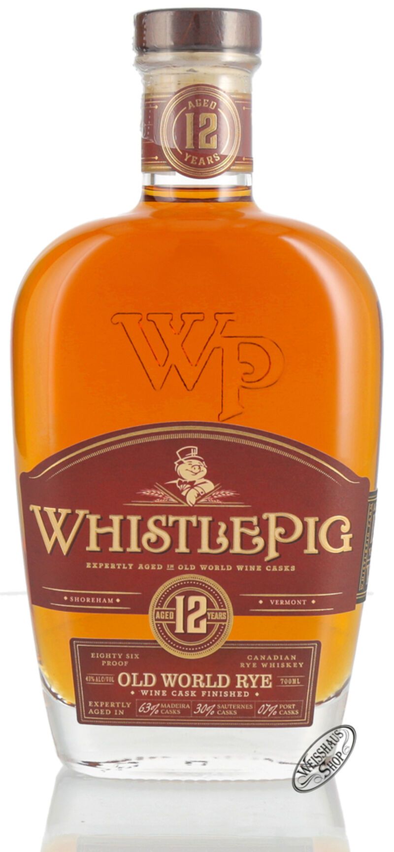 Whistle Pig 12 YO Straight Rye Whiskey 43% vol. 0,70l