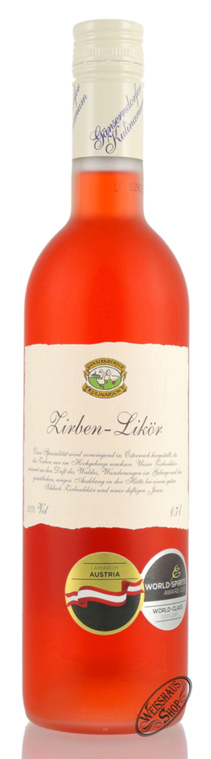 Auersthaler Zirbenlikör 23% vol. 0,70l B-Ware