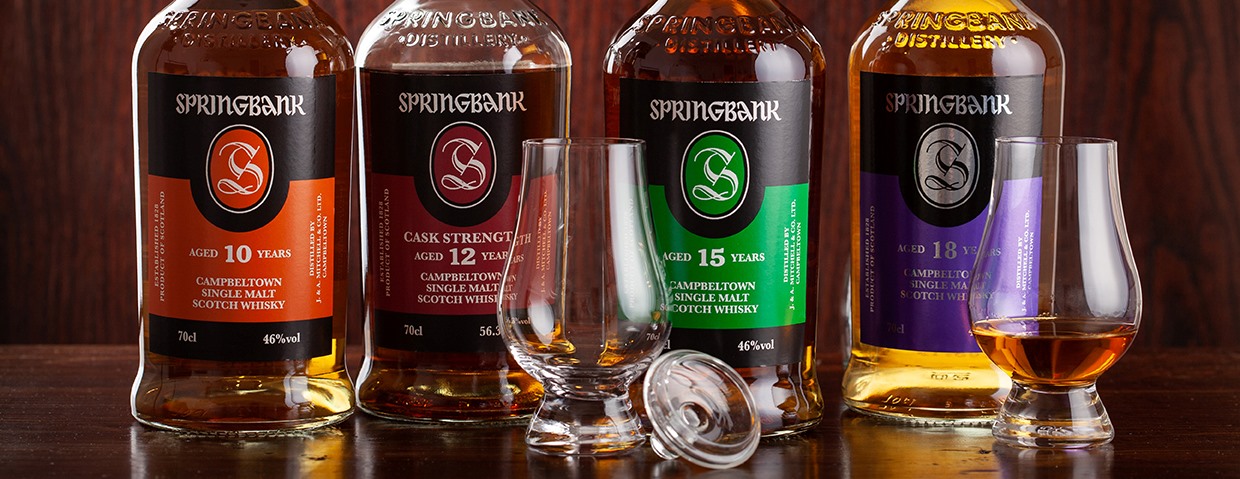 Springbank Flaschen und Nosing Gläser