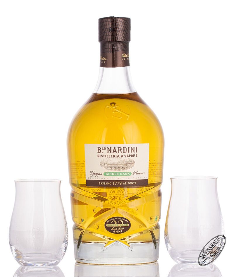 Nardini Grappa Riserva 22 YO Single Cask Geschenk-Set 45% vol. 0,70l Nardini Grappa Riserva 22 YO Single Cask Geschenk-Set 45% vol. 0,70l