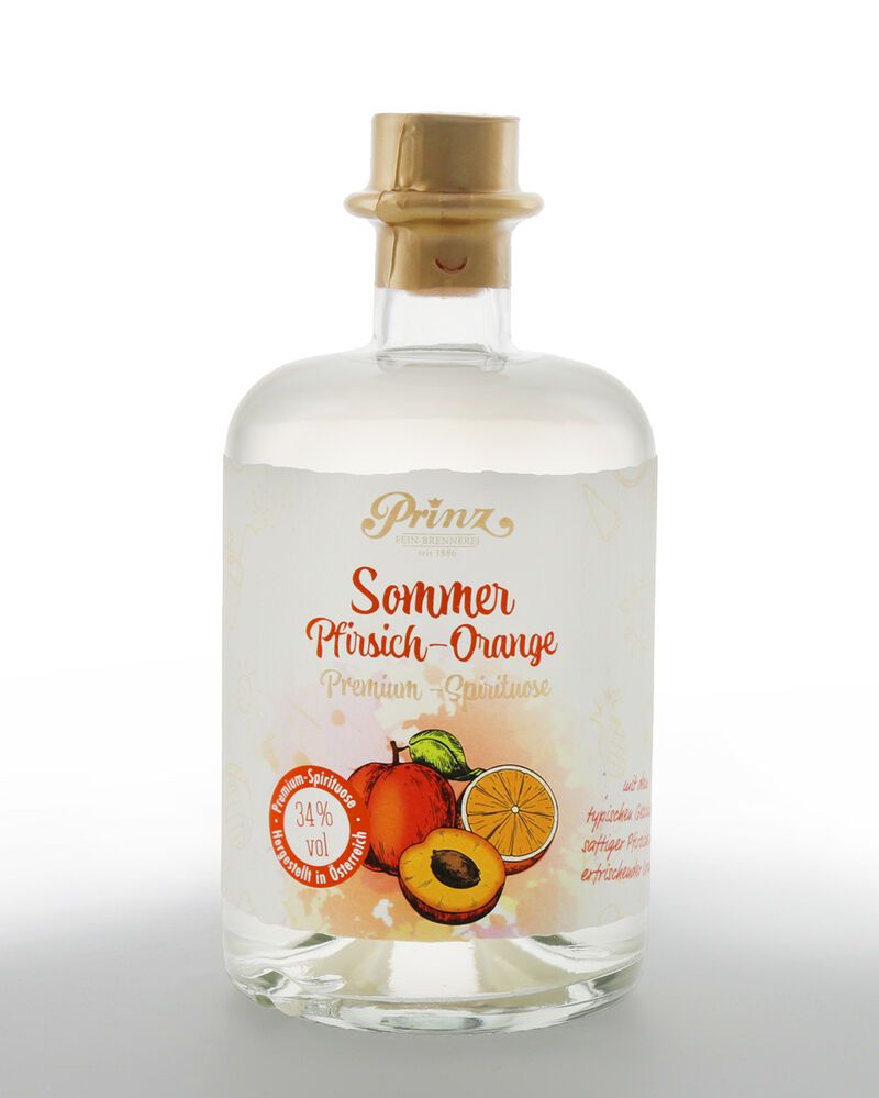 Prinz Sommer Pfirsich-Orangen Schnaps 34% vol. 0,50l Prinz Sommer Pfirsich-Orangen Schnaps 34% vol. 0,50l