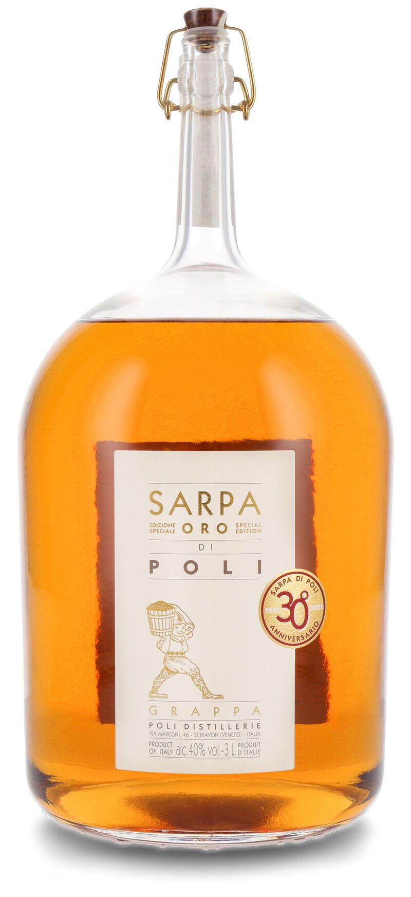 Poli Grappa Sarpa Oro di Barrique Big Mama 40% vol. 3,0l Doppelmagnum Poli Grappa Sarpa Oro di Barrique Big Mama 40% vol. 3,0l Doppelmagnum