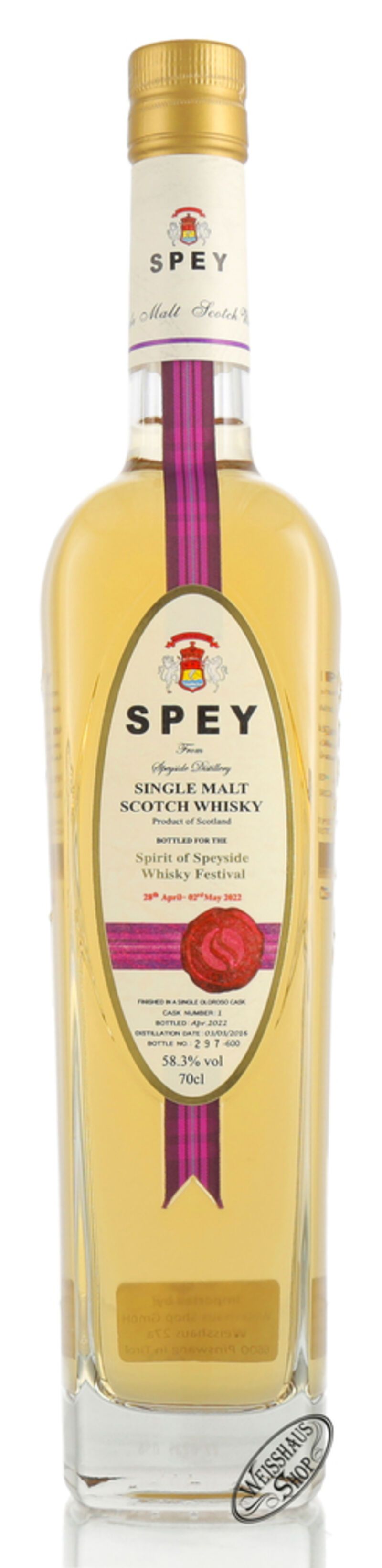 Spey Spirit of Speyside Whisky Festival 2022 Limited Edition Whisky 58,3% vol. 0,70l Spey Spirit of Speyside Whisky Festival 2022 Limited Edition Whisky 58,3% vol. 0,70l