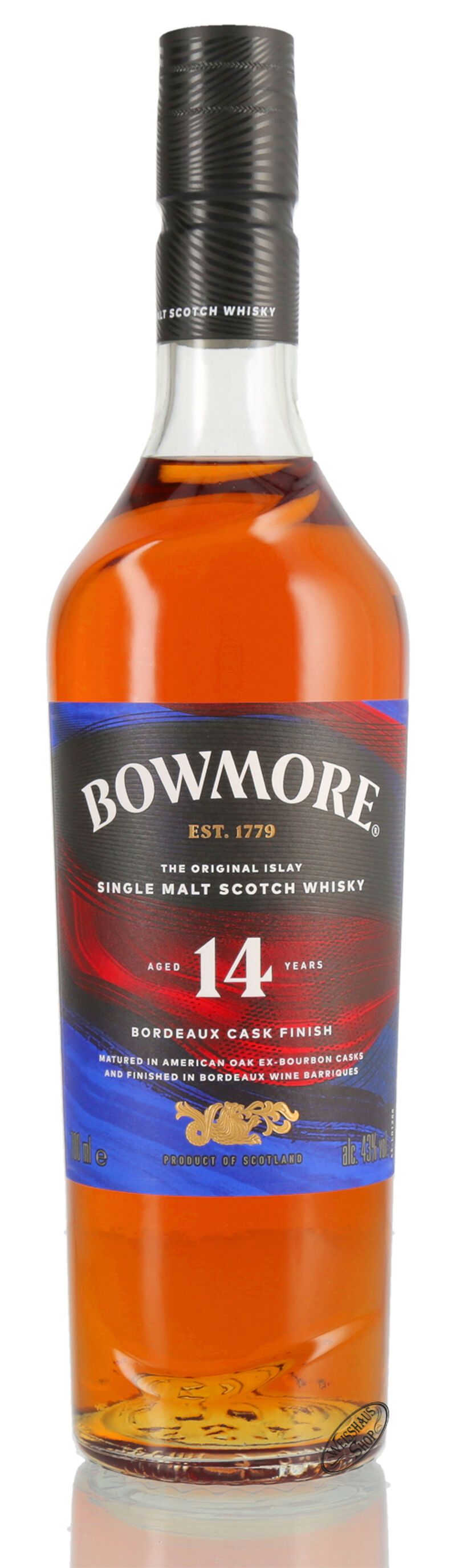 Bowmore 14 YO Bordeaux Cask Finish Islay Whisky 43% vol. 0,70l Bowmore 14 YO Bordeaux Cask Finish Islay Whisky 43% vol. 0,70l