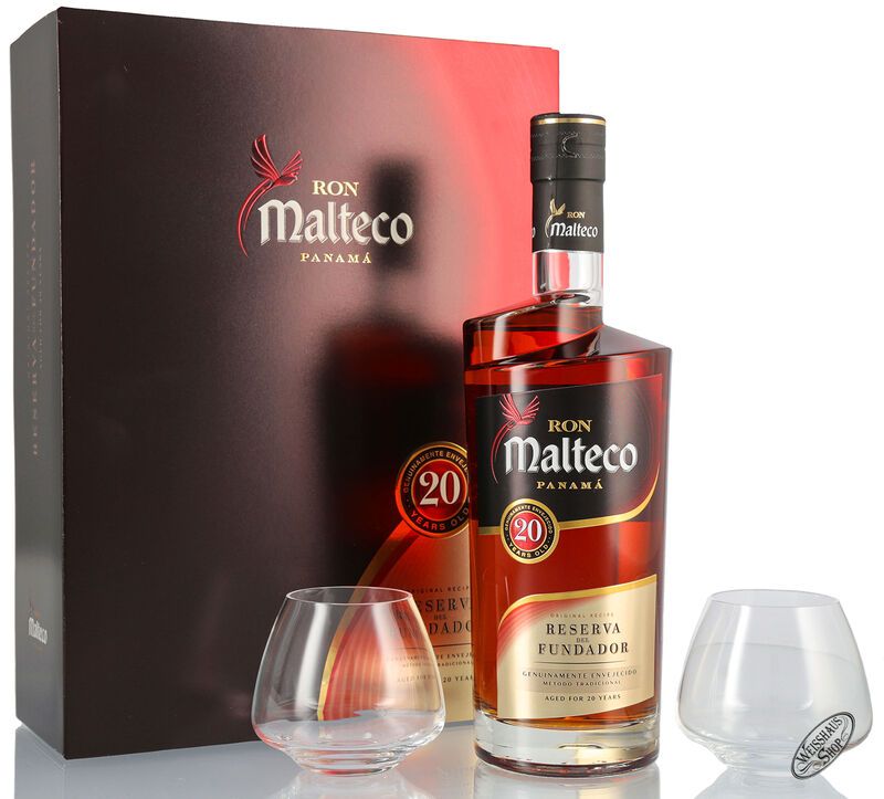 Malteco 20 YO Rum Geschenk-Set 40% vol. 0,70l Malteco 20 YO Rum Geschenk-Set 40% vol. 0,70l