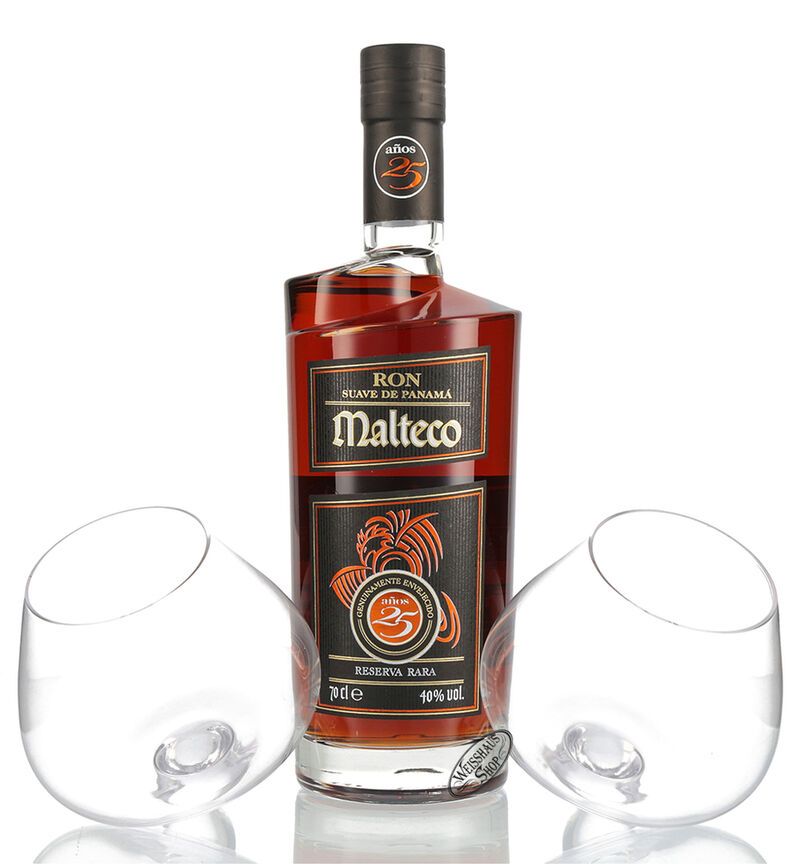 Malteco 25 YO Rum Geschenk-Set 40% vol. 0,70l Malteco 25 YO Rum Geschenk-Set 40% vol. 0,70l