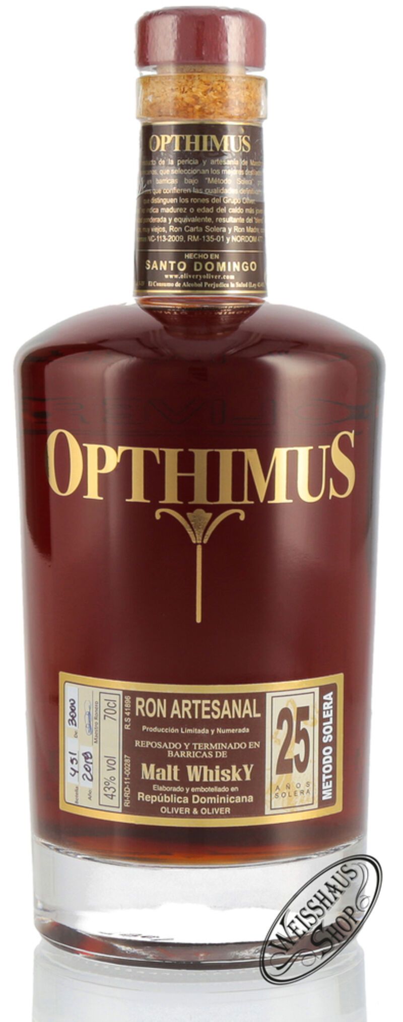 Opthimus 25 Anos Barricas de Malt Whisky 43% vol. 0,70l