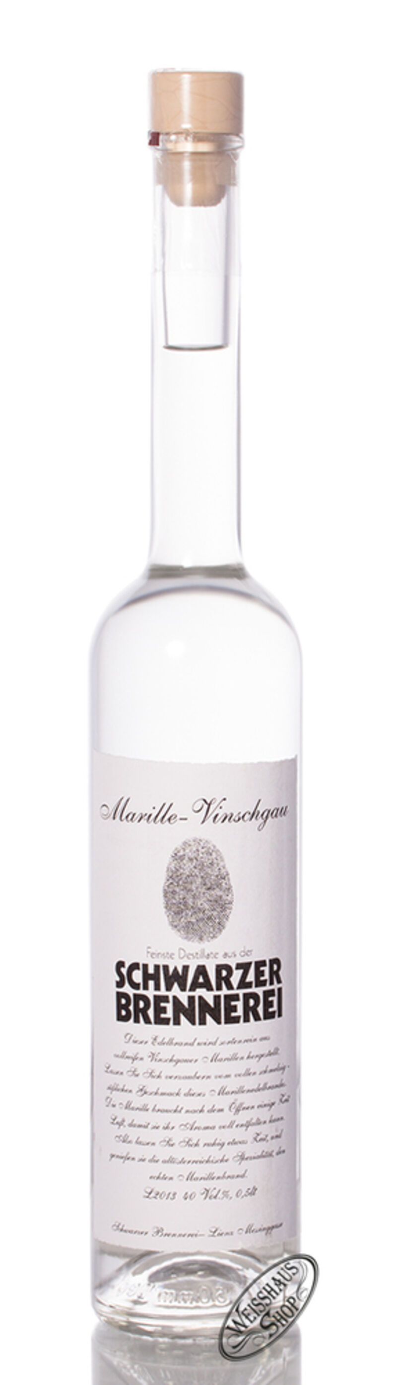 Schwarzer Marille Vinschgau Edelbrand 40% vol. 0,50l Schwarzer Marille Vinschgau Edelbrand 40% vol. 0,50l