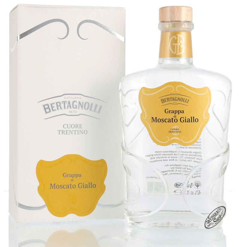 Bertagnolli Grappa Moscato Giallo Trentino Bianca 42% vol. 0,70l Bertagnolli Grappa Moscato Giallo Trentino Bianca 42% vol. 0,70l