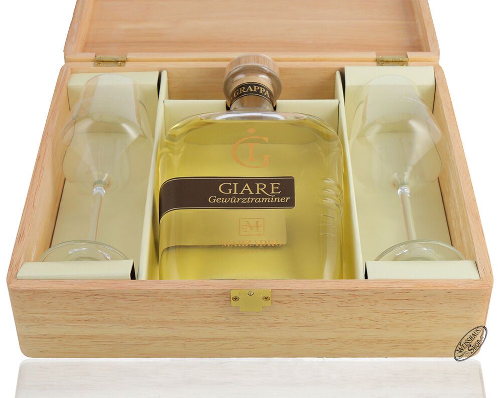 Marzadro Grappa Le Giare Gewürztraminer Geschenk-Set 41% vol. 0,70l