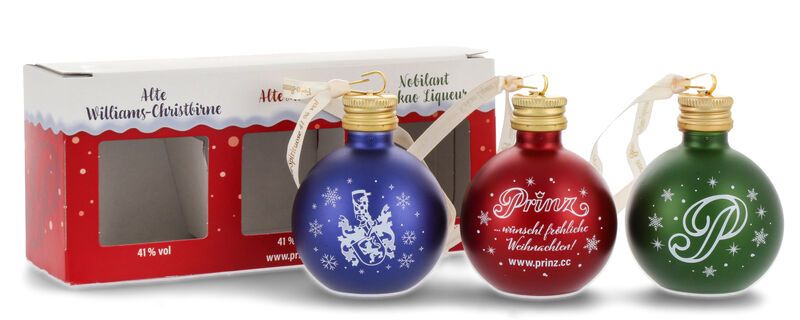 Prinz Christbaumkugeln Geschenkset Rot 3 x 0,04l