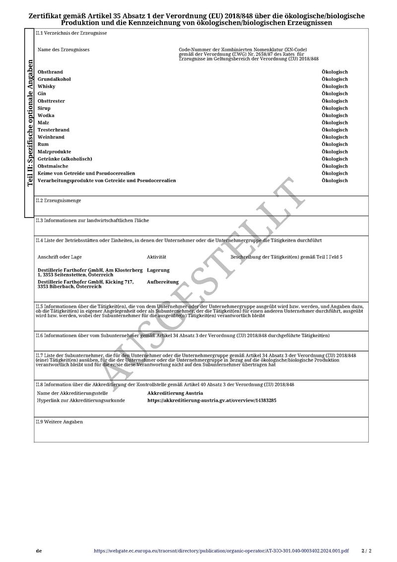 Farthofer Nackthafer Mostellofass 2016 Bio Single Grain Whisky 44,6% vol. 0,50l