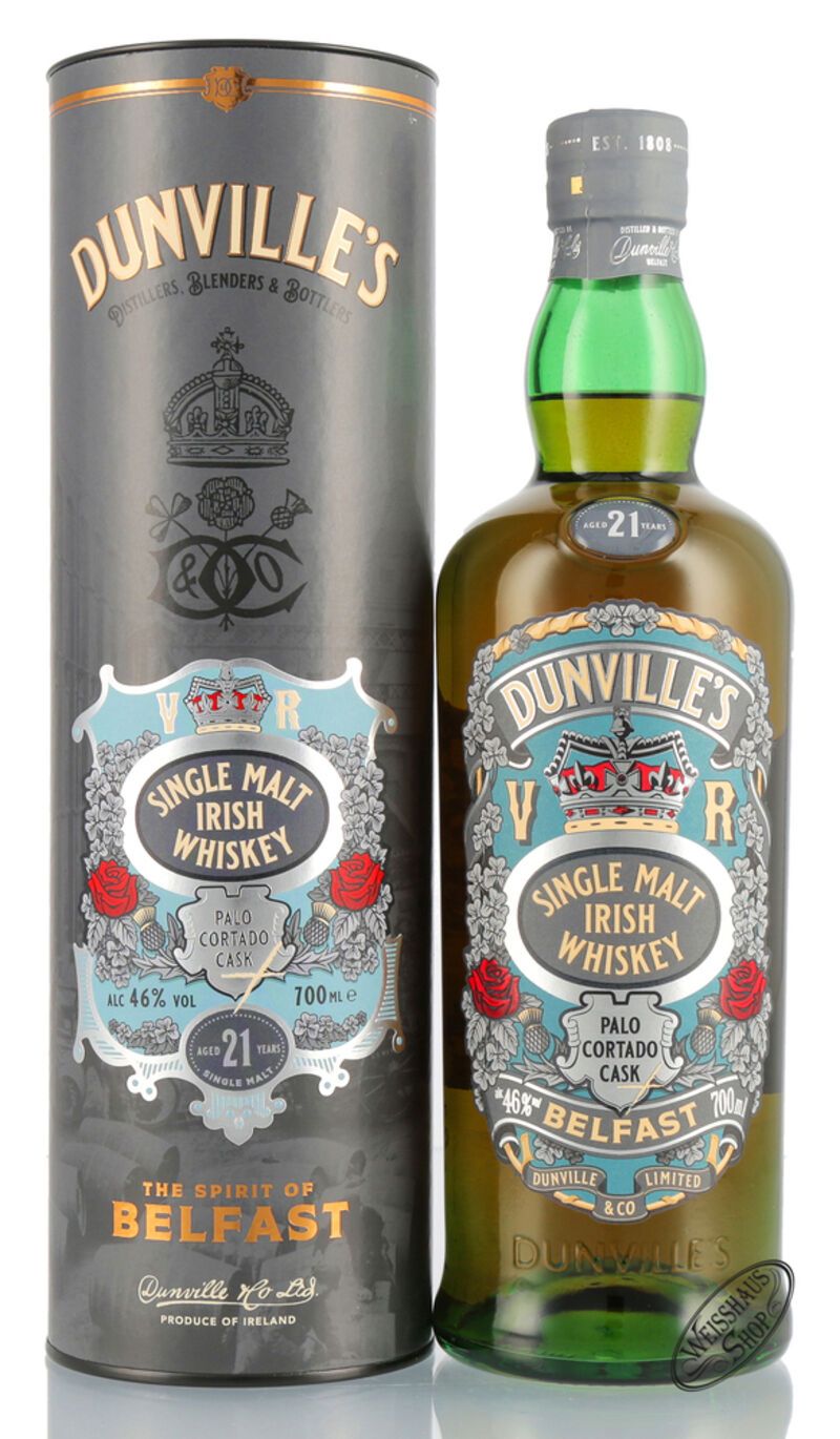 Dunville's 21 YO Irish Palo Cortado Cask Finish Whiskey 46% vol. 0,70l Dunville's 21 YO Irish Palo Cortado Cask Finish Whiskey 46% vol. 0,70l