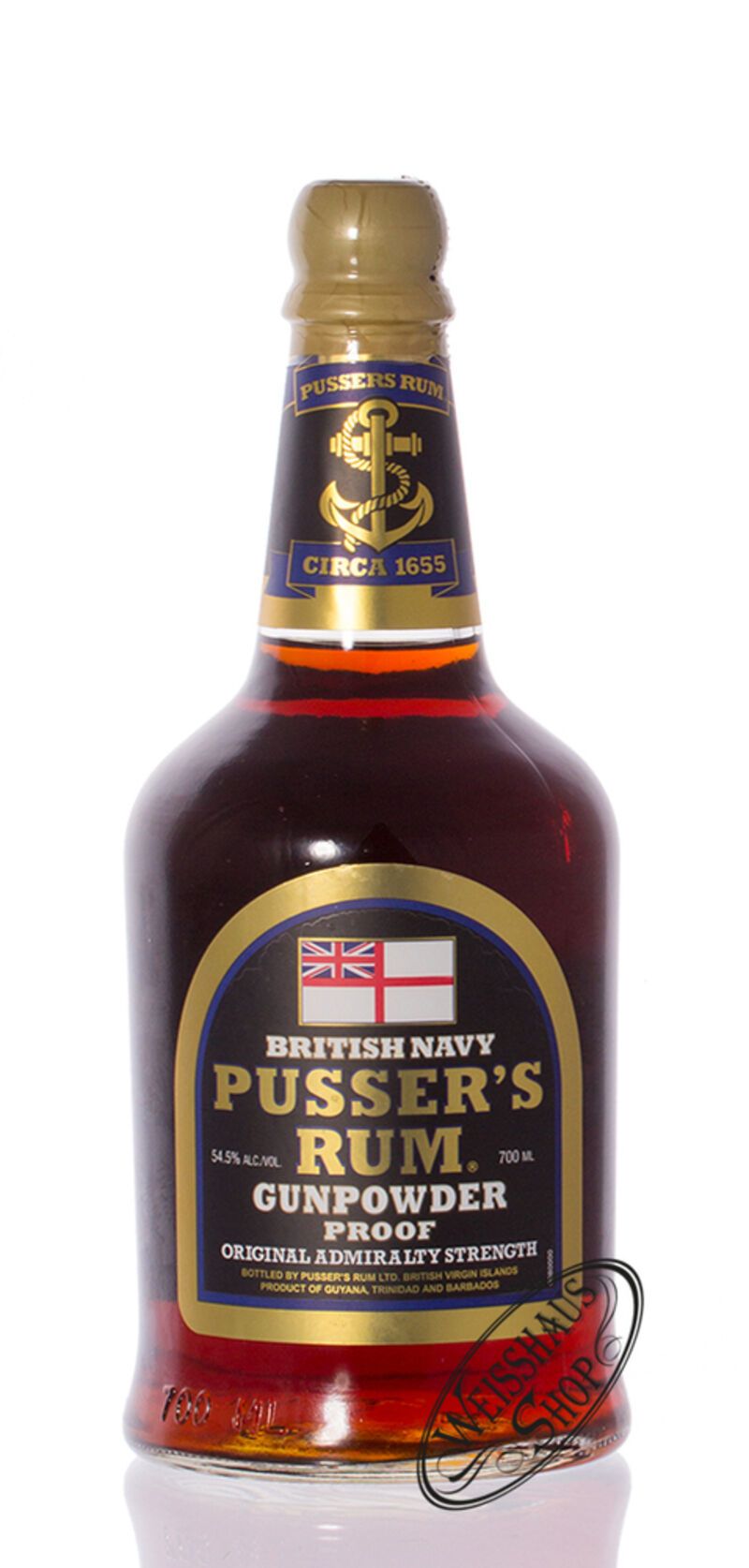 Pusser's Navy Rum Black Label Gunpowder Proof 54,5% vol. 0,70l Pusser's Navy Rum Black Label Gunpowder Proof 54,5% vol. 0,70l
