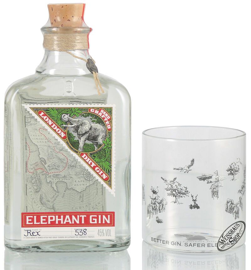 Elephant London Dry Gin Geschenk-Set 45% vol. 0,50l B-Ware