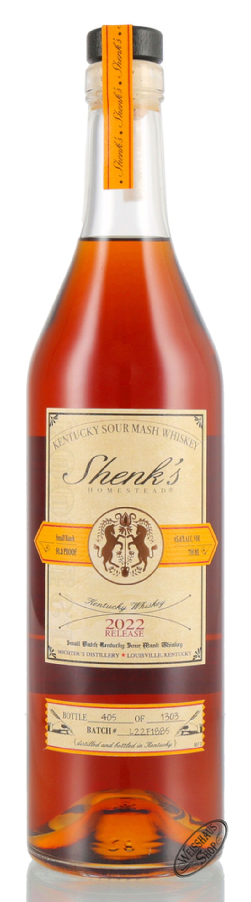 Shenk's Homestead Kentucky Sour Mash 2022 Release Whiskey 45,6% vol. 0,70l Shenk's Homestead Kentucky Sour Mash 2022 Release Whiskey 45,6% vol. 0,70l