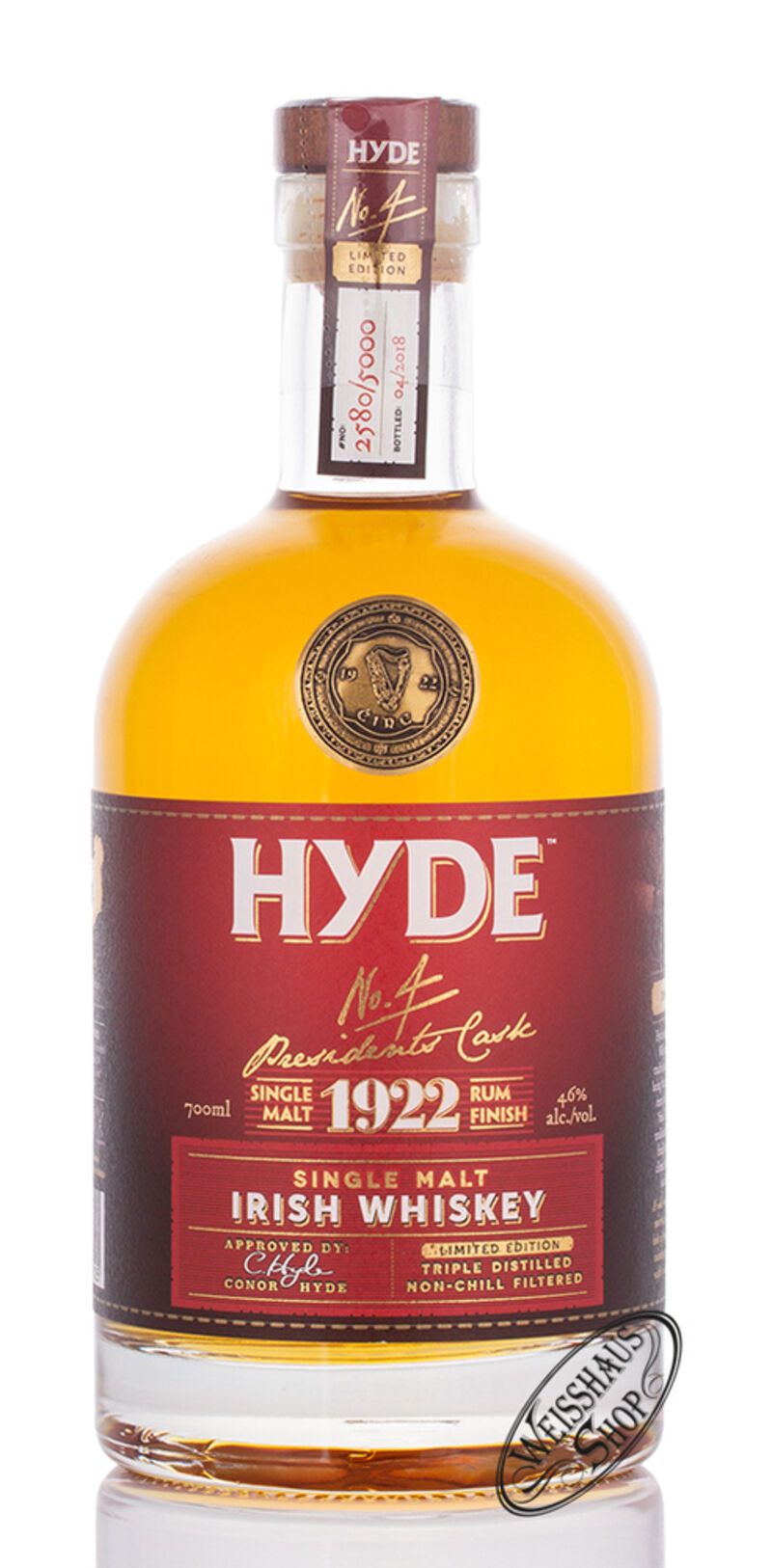 Hyde No. 4 Irish Whiskey Rum Finish 46% vol. 0,70l Hyde No. 4 Irish Whiskey Rum Finish 46% vol. 0,70l