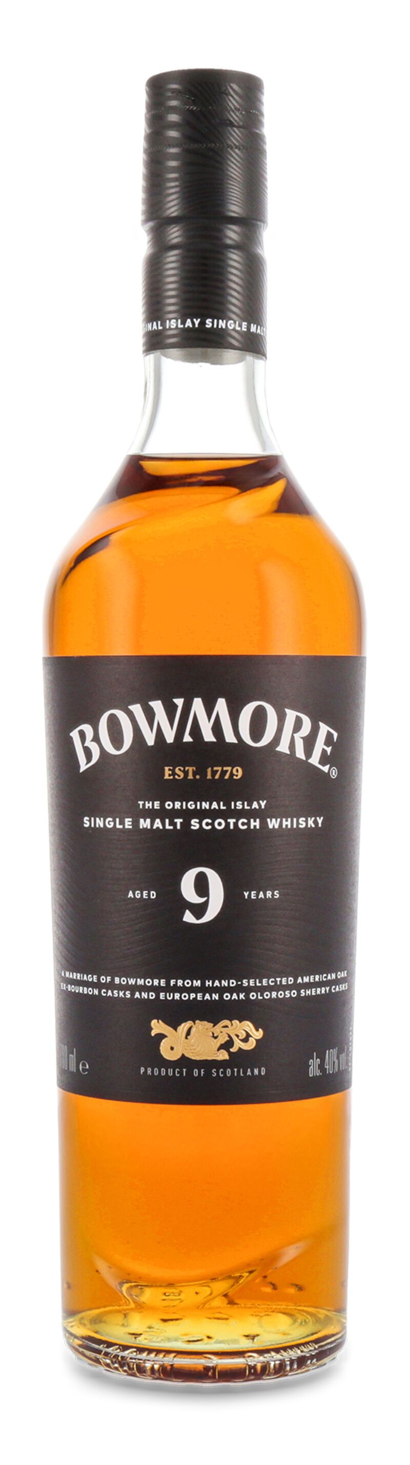 Bowmore 9 YO Islay Single Malt Whisky 40% vol. 0,70l B-Ware