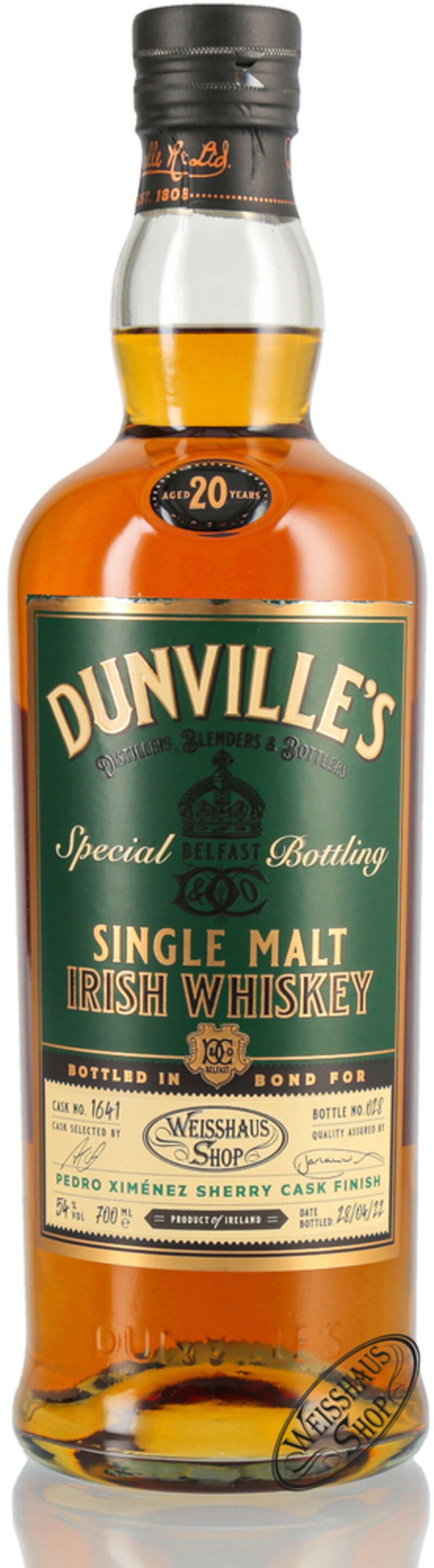 Dunville's 20 YO Irish PX Single Cask 1641 Whiskey 54% vol. 0,70l Dunville's 20 YO Irish PX Single Cask 1641 Whiskey 54% vol. 0,70l