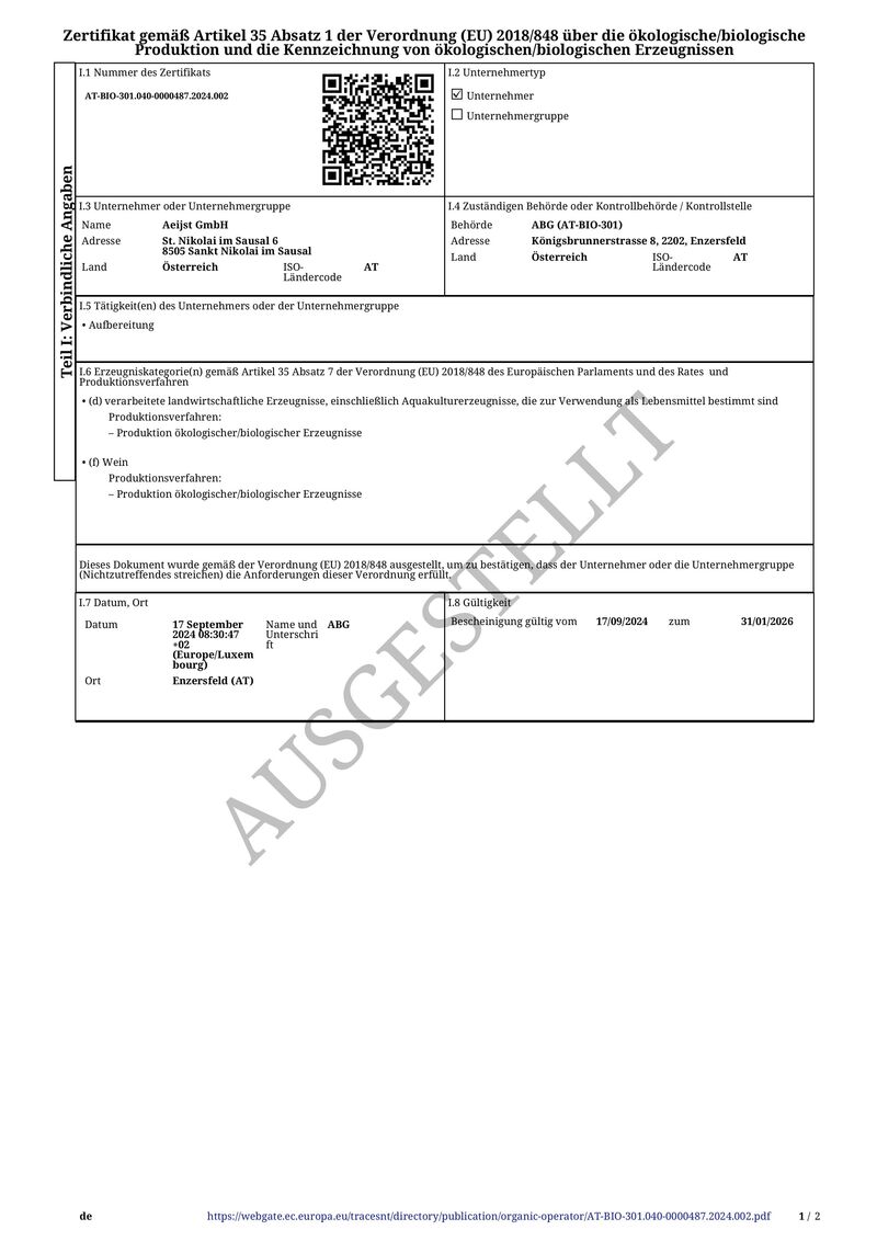 Aeijst Styrian Pale BIO Gin 43,5% vol. 0,04l Miniatur Aeijst Styrian Pale BIO Gin 43,5% vol. 0,04l Miniatur