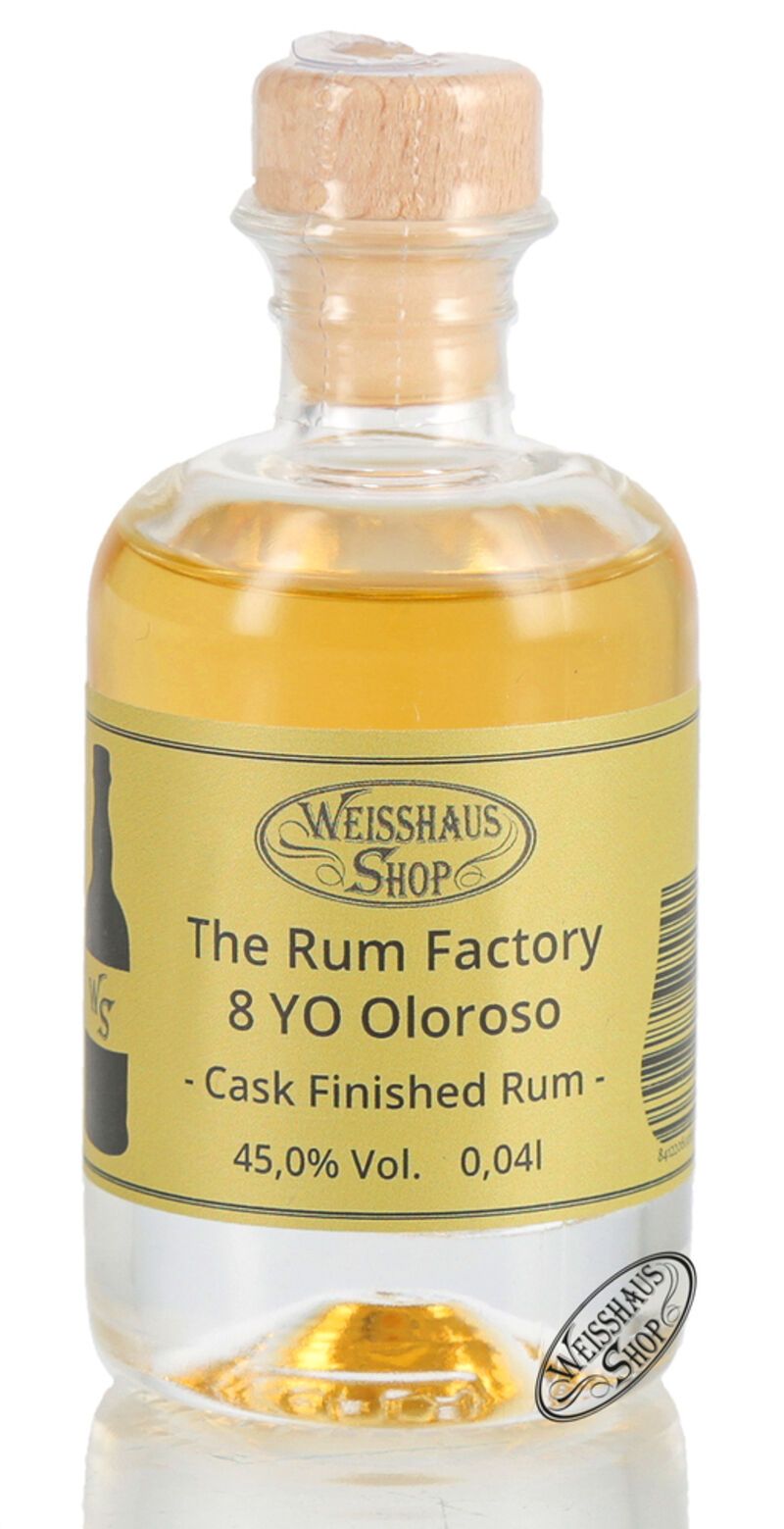 The Rum Factory 8 YO Oloroso Cask Finished Rum 45% vol. 0,04l Weisshaus Sample The Rum Factory 8 YO Oloroso Cask Finished Rum 45% vol. 0,04l Weisshaus Sample