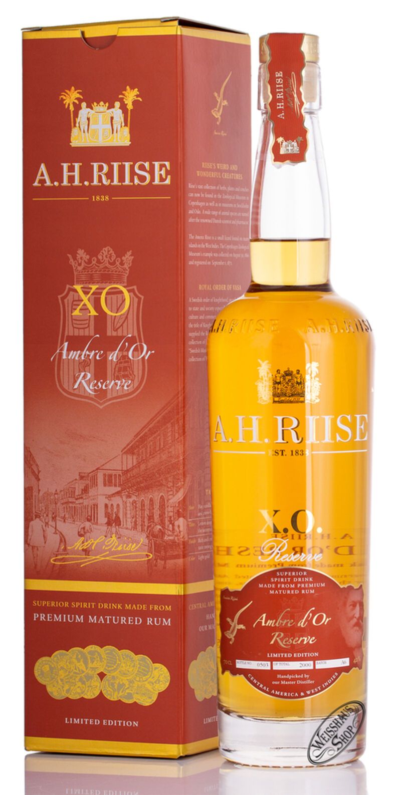 A.H. Riise XO Reserve Ambre d'Or 42% vol. 0,70l A.H. Riise XO Reserve Ambre d'Or 42% vol. 0,70l