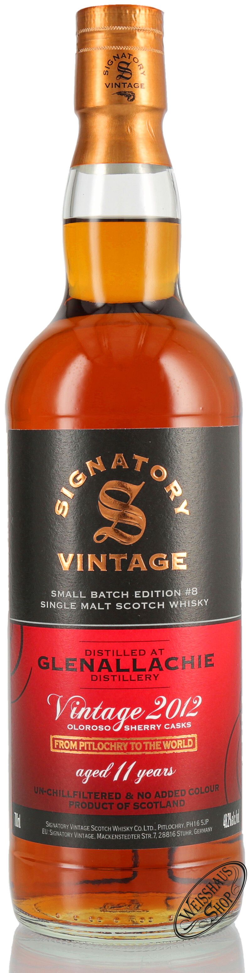 Glenallachie Vintage 2012 Signatory Small Batch Whisky 48,2% vol. 0,70l Glenallachie Vintage 2012 Signatory Small Batch Whisky 48,2% vol. 0,70l
