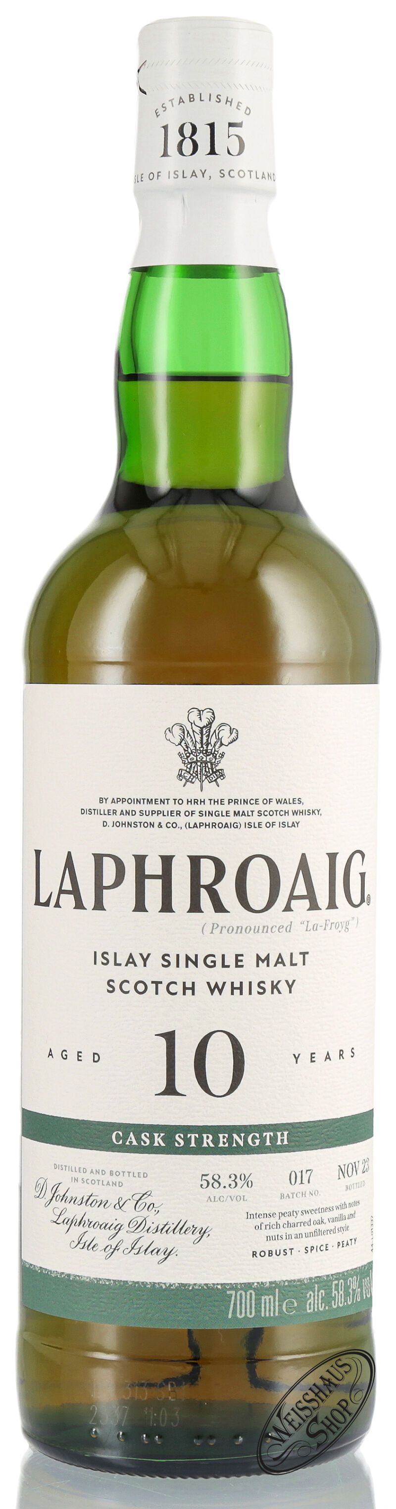 Laphroaig 10 YO Cask Strength Batch 17 Whisky 58,3% vol. 0,70l Laphroaig 10 YO Cask Strength Batch 17 Whisky 58,3% vol. 0,70l