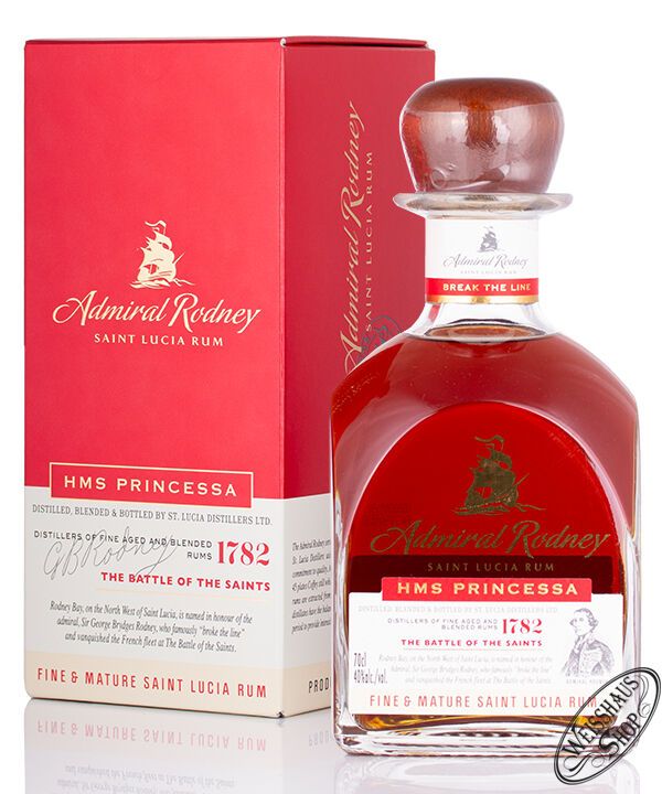 St. Lucia HMS Princessa Admiral Rodney Rum 40% vol. 0,70l St. Lucia HMS Princessa Admiral Rodney Rum 40% vol. 0,70l