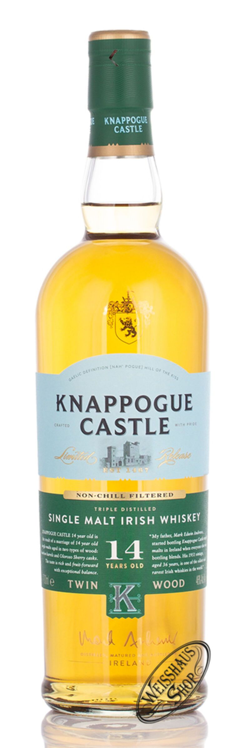 Knappogue Castle 14 YO Twin Wood Irish Whiskey 46% vol. 0,70l B-Ware