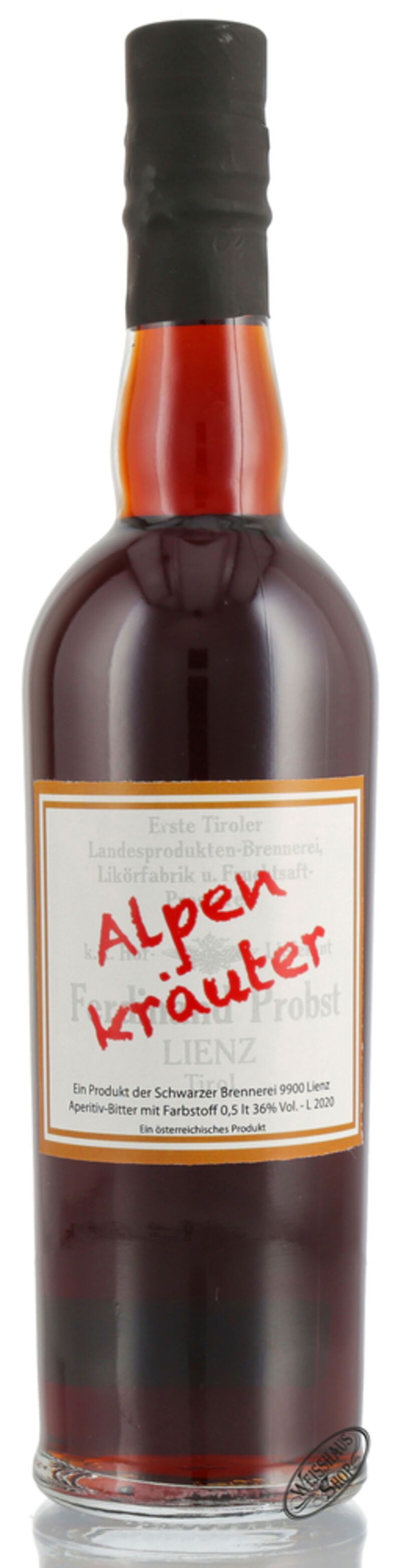 Schwarzer Alpenkräuter 36% vol. 0,50l Schwarzer Alpenkräuter 36% vol. 0,50l