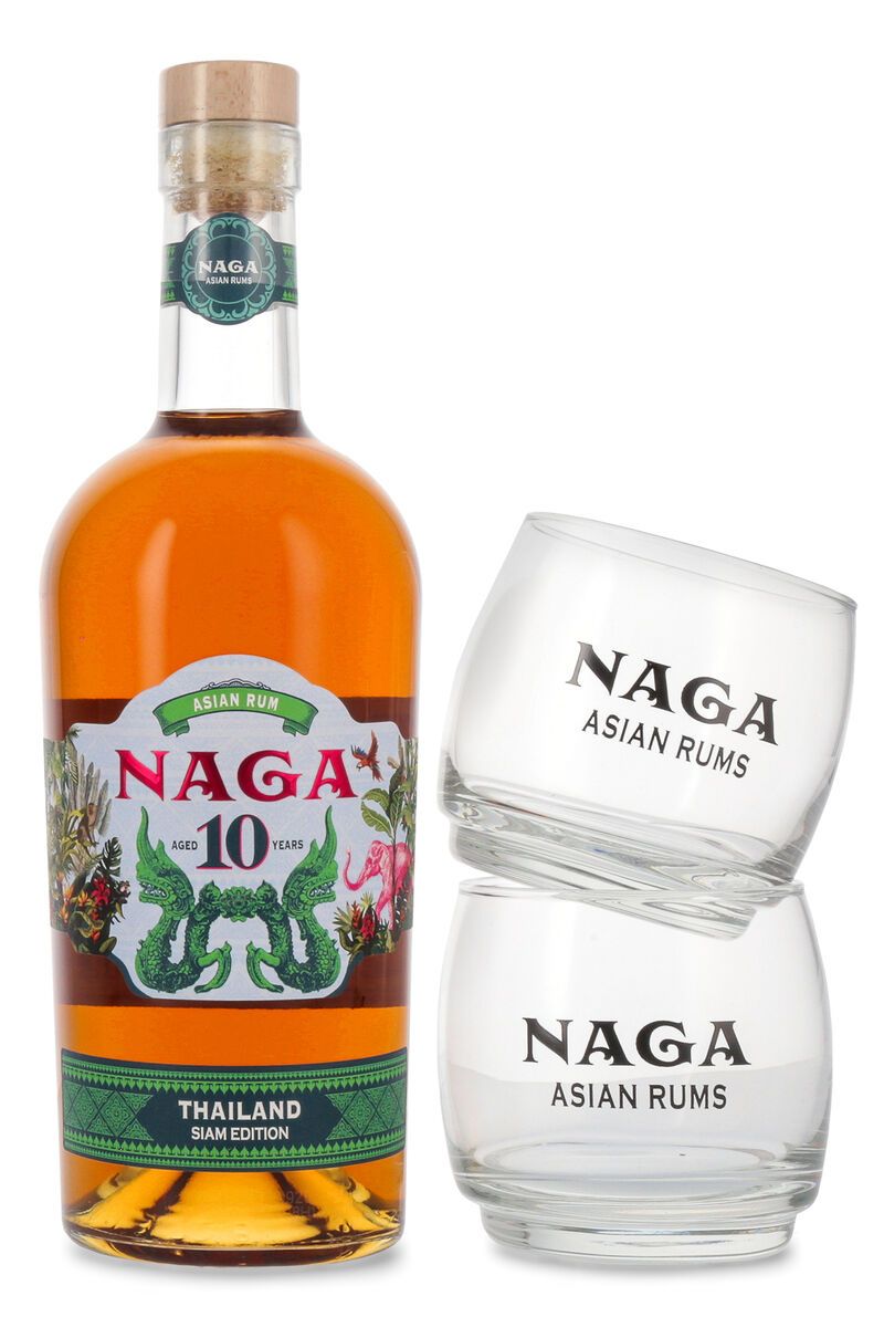 Naga 10 YO Siam Limited Edition Indochinese Rum Geschenk-Set 40% vol. 0,70l