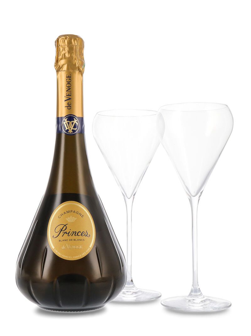De Venoge Princes Champagner Blanc de Blancs 12% vol. 0,75l Geschenk-Set