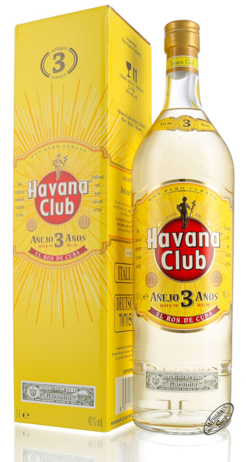 Havana Club Anejo 3 Anos Rum 40% vol. 3,0l Doppelmagnum Havana Club Anejo 3 Anos Rum 40% vol. 3,0l Doppelmagnum