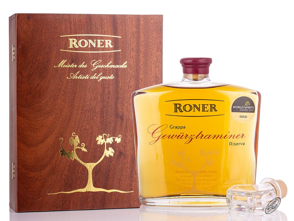 Roner Grappa Gewürztraminer Riserva 40% vol. 0,70l Roner Grappa Gewürztraminer Riserva 40% vol. 0,70l