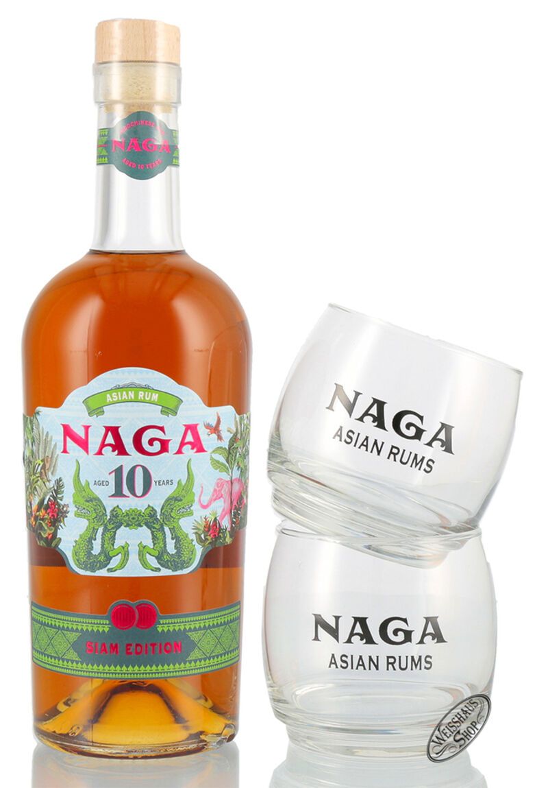 Naga 10 YO Siam Limited Edition Indochinese Rum Geschenk-Set 40% vol. 0,70l Naga 10 YO Siam Limited Edition Indochinese Rum Geschenk-Set 40% vol. 0,70l