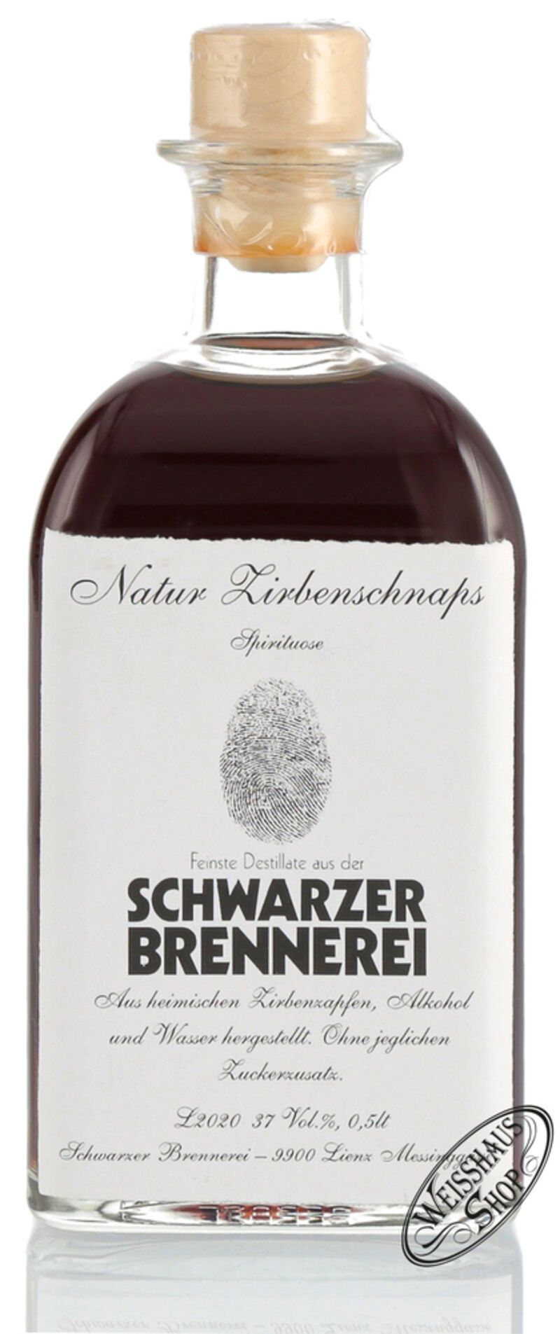 Schwarzer Zirbenschnaps 37% vol. 0,50l Schwarzer Zirbenschnaps 37% vol. 0,50l