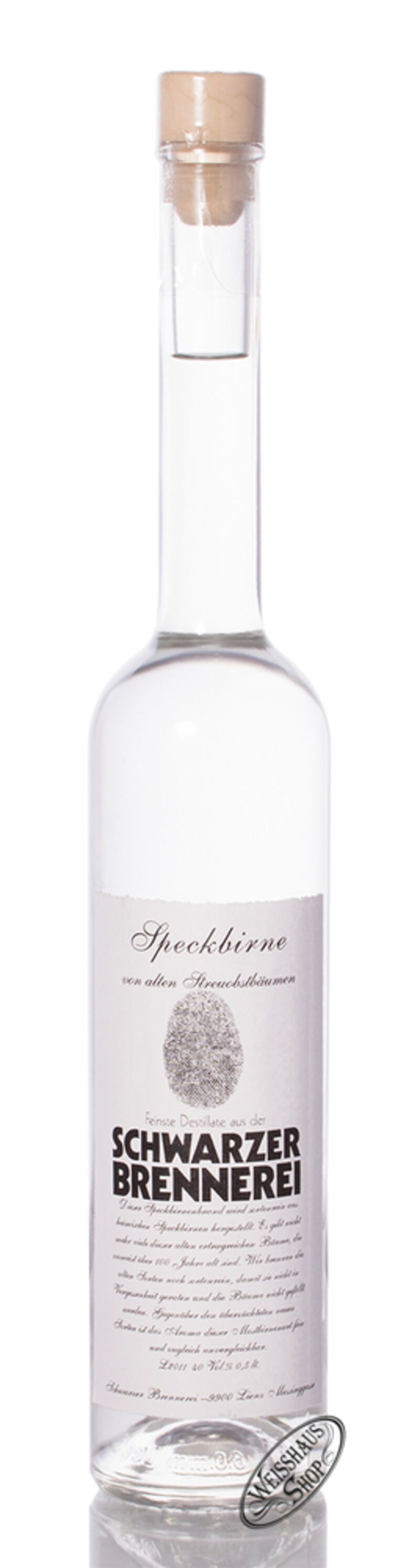 Schwarzer Birnenedelbrand Speckbirne 40% vol. 0,50l Schwarzer Birnenedelbrand Speckbirne 40% vol. 0,50l