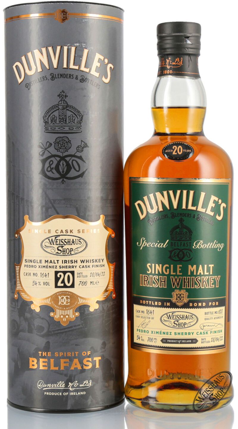 Dunville's 20 YO Irish PX Single Cask 1641 Whiskey 54% vol. 0,70l Dunville's 20 YO Irish PX Single Cask 1641 Whiskey 54% vol. 0,70l