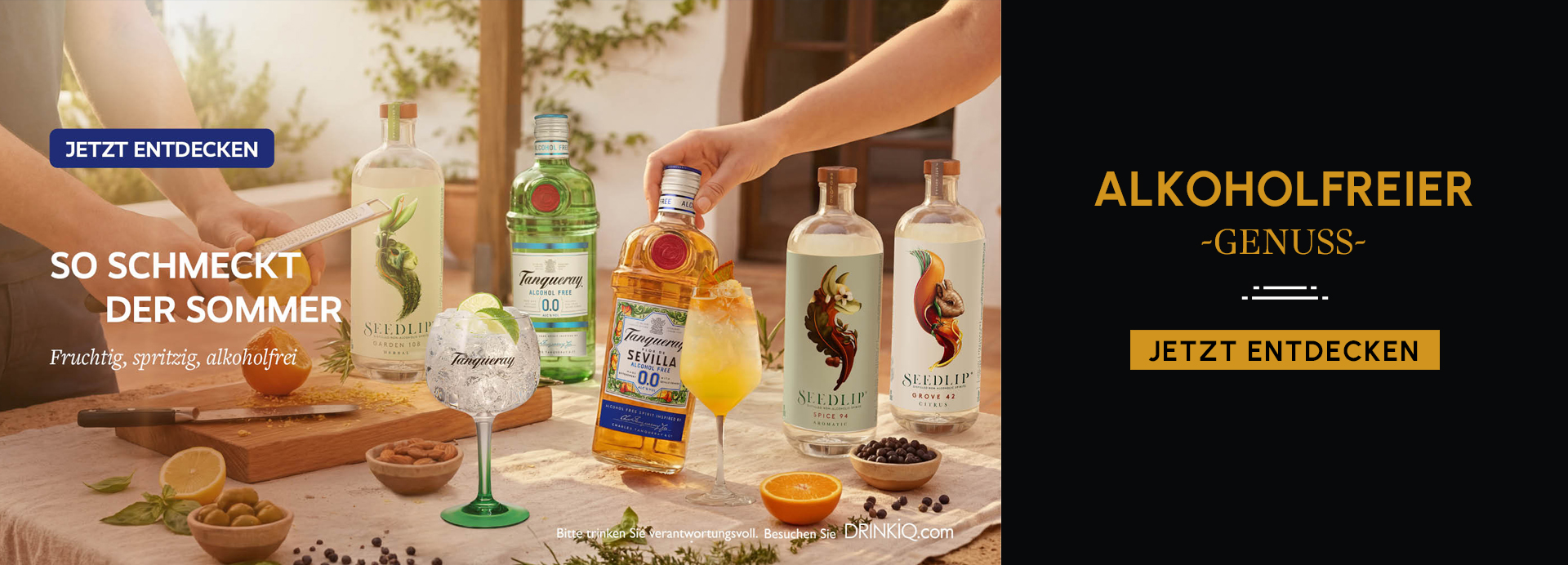 Alkoholfreier Genuss von Tanqueray und Seedlip