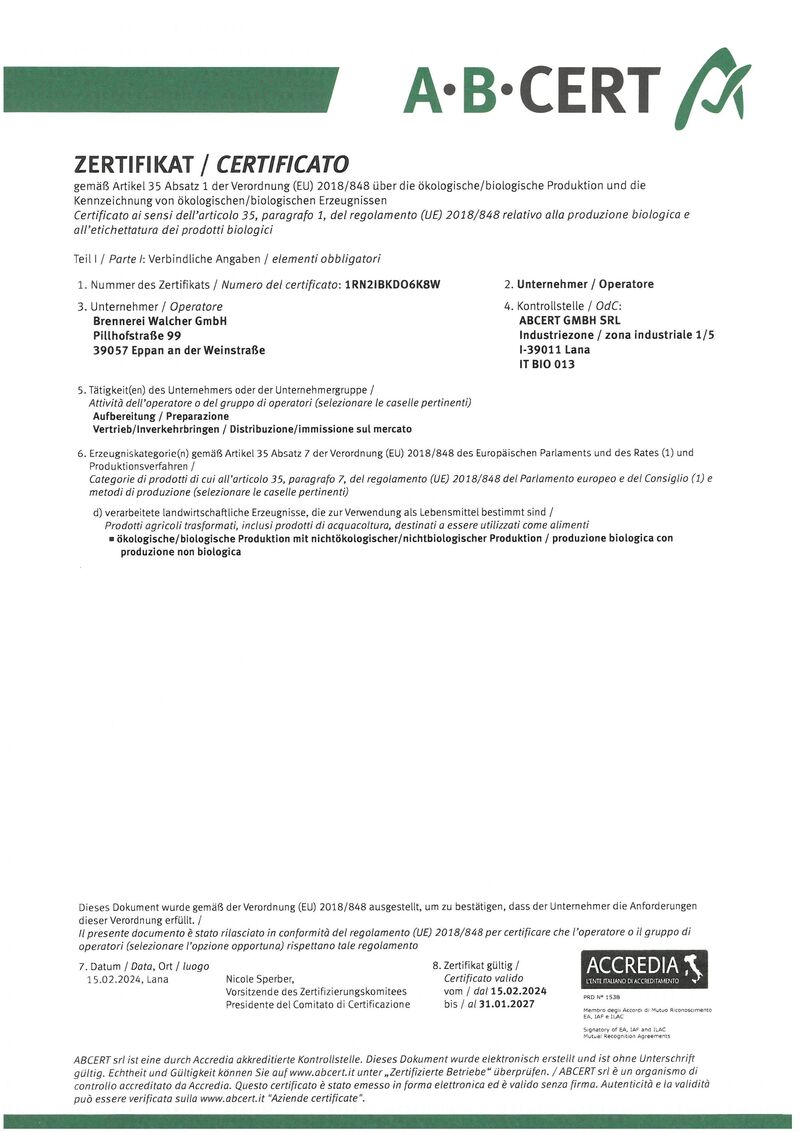 Walcher Biostilla BIO Holunderblütenlikör 17% vol. 0,50l Walcher Biostilla BIO Holunderblütenlikör 17% vol. 0,50l