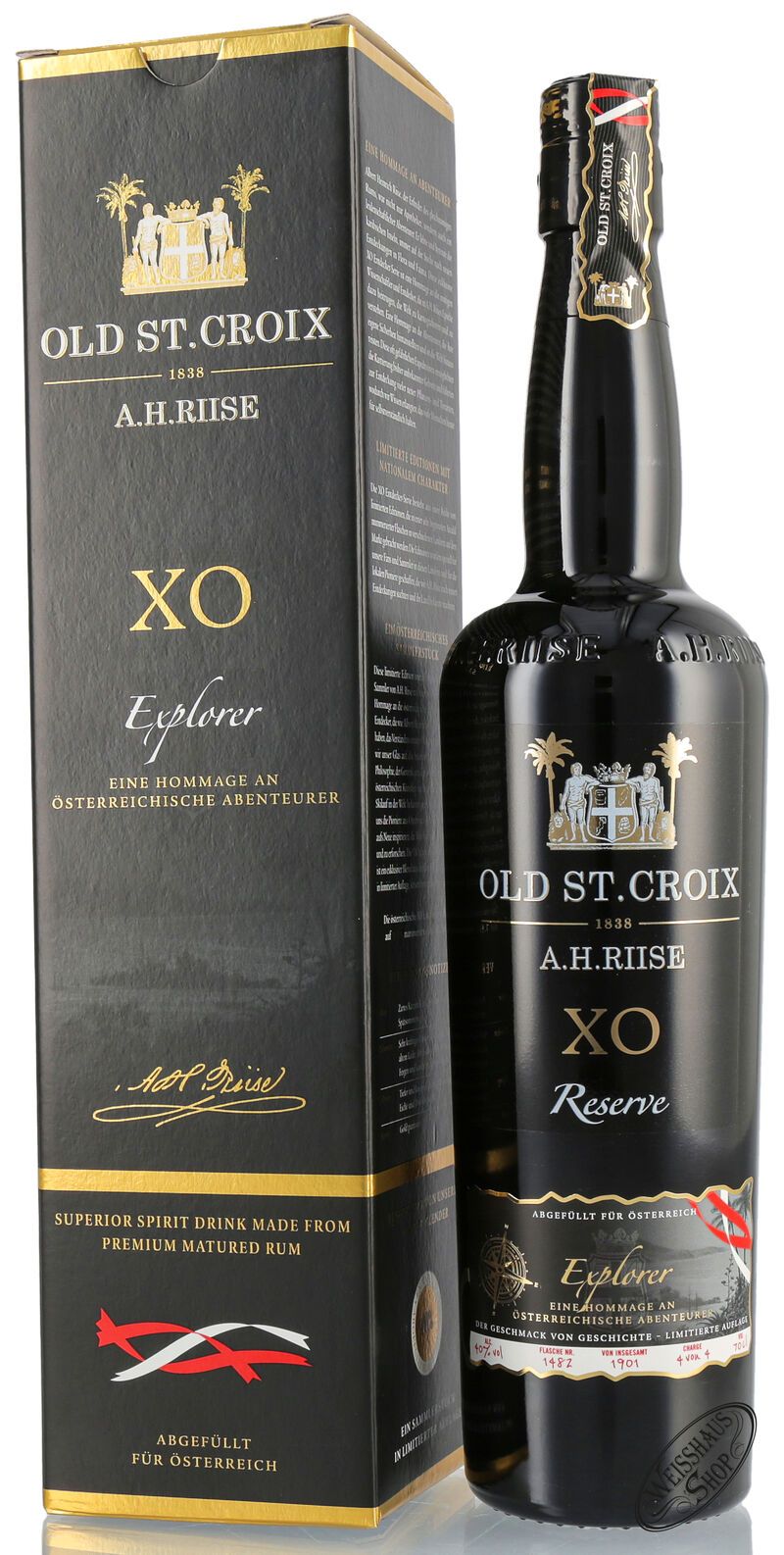 A.H. Riise XO Old St. Croix Explorer Austria Edition 40% vol. 0,70l A.H. Riise XO Old St. Croix Explorer Austria Edition 40% vol. 0,70l